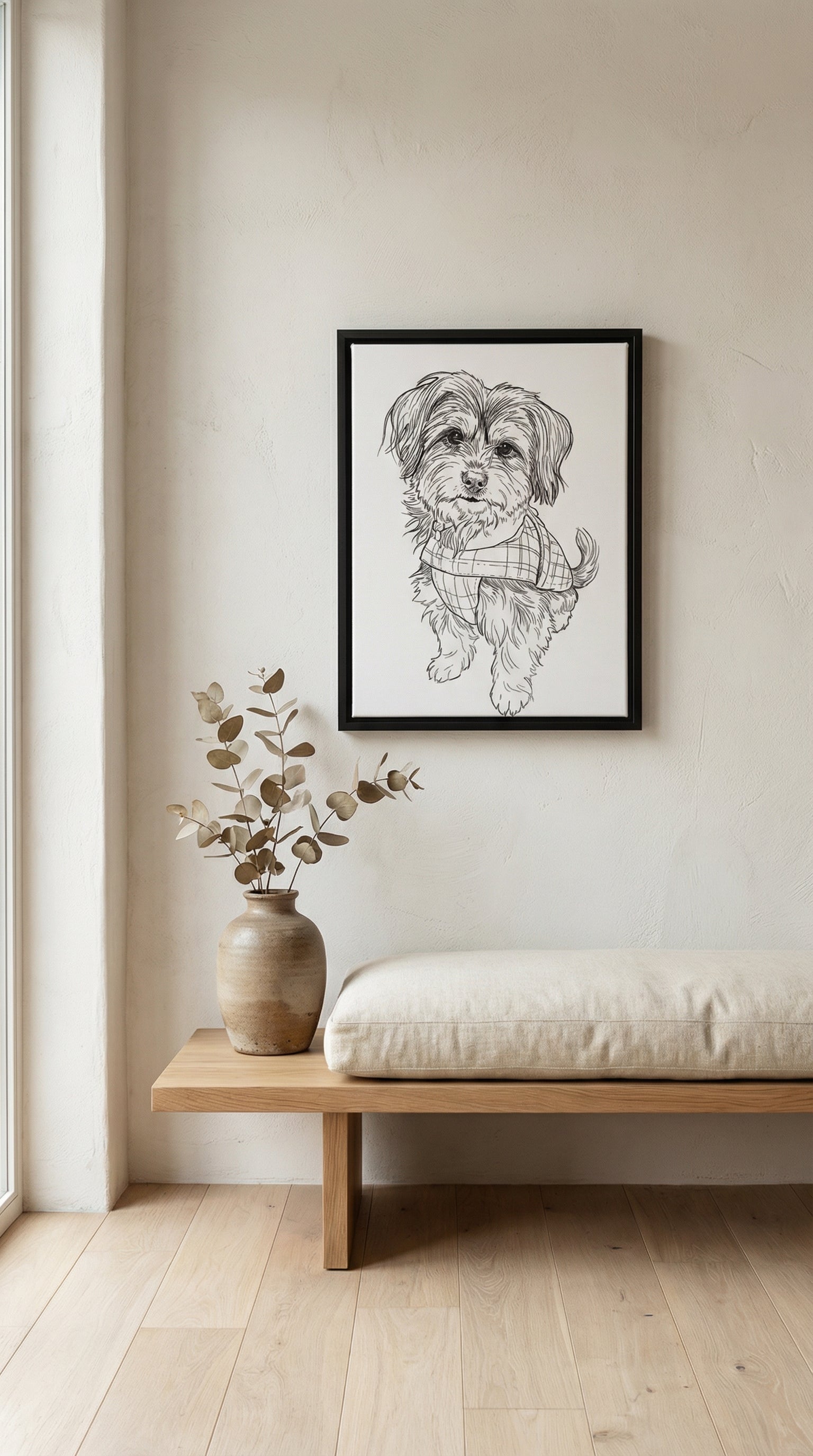 Dein Hund als zeitloses Kunstwerk – Schwarz-Weiß Leinwanddruck Gerahmt