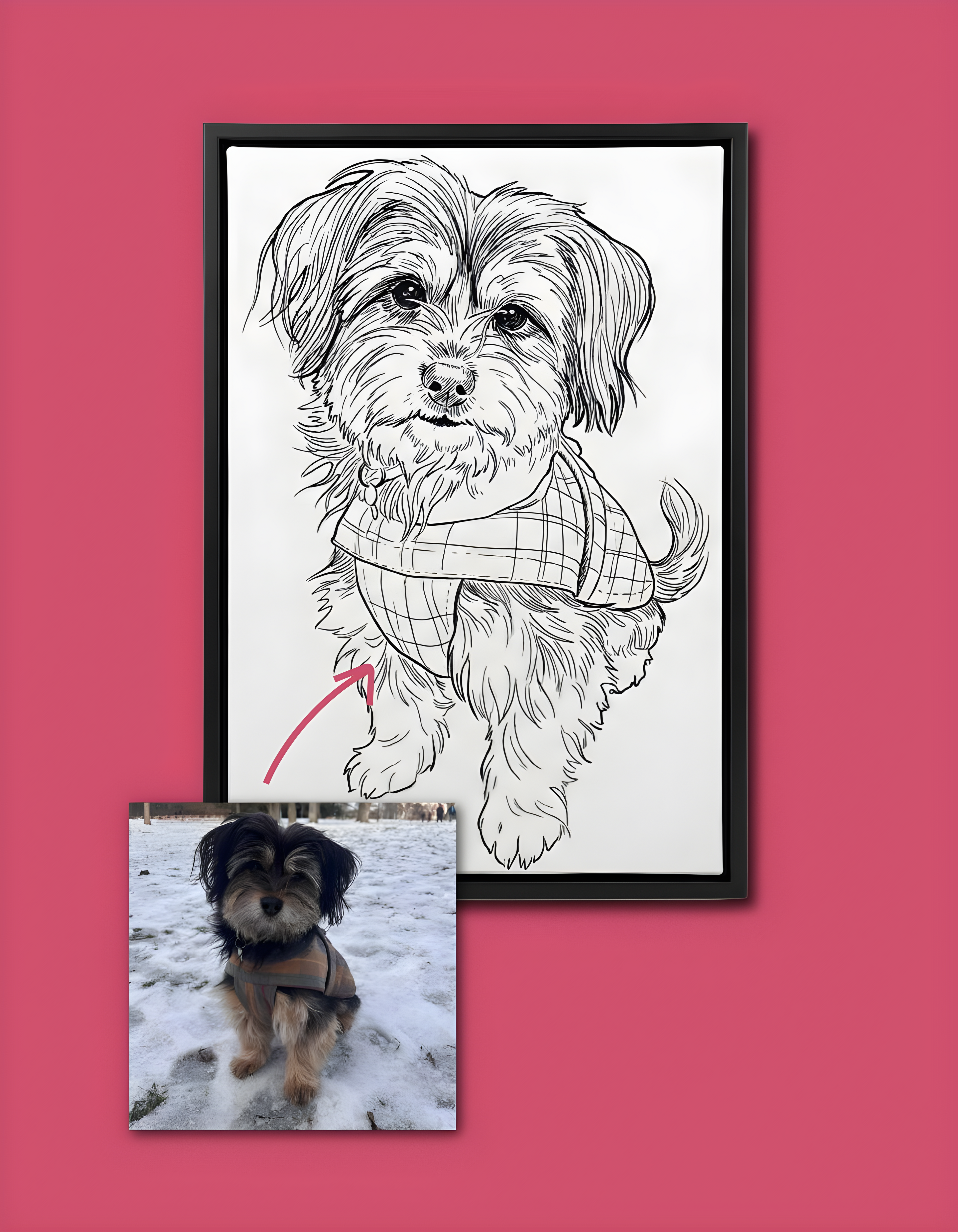 Dein Hund als zeitloses Kunstwerk – Schwarz-Weiß Leinwanddruck Gerahmt